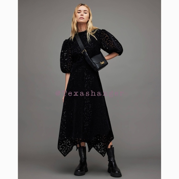 NWT ALLSAINTS Camila Lace Midi Dress US 0 - Picture 1 of 13